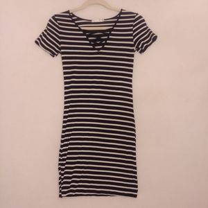 Navy Blue & White striped dress
